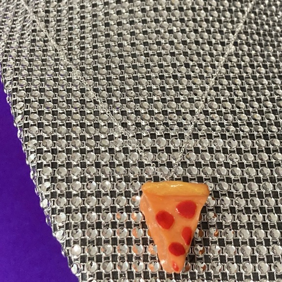 Pizza Sterling Silver 925 Necklace Kawaii Lolita Fast Food Cosplay Jewelry Egirl - Picture 5 of 5